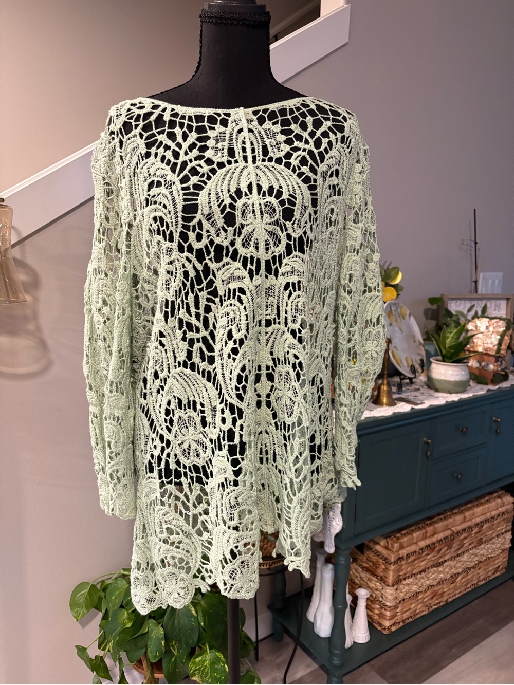 Light Green Crochet Top-